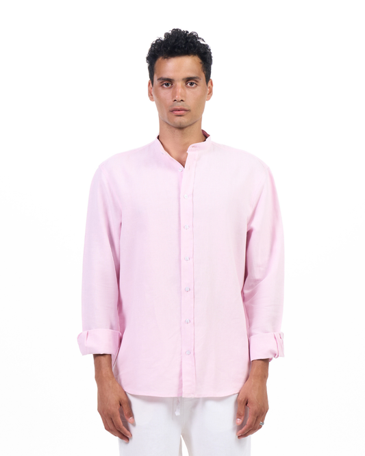 Band Collar Linen Shirt