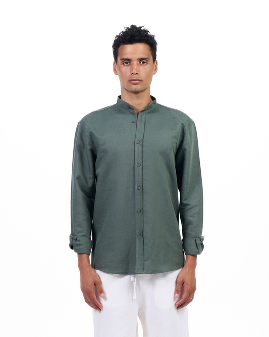 Band Collar Linen Shirt