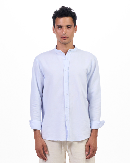 Band Collar Linen Shirt