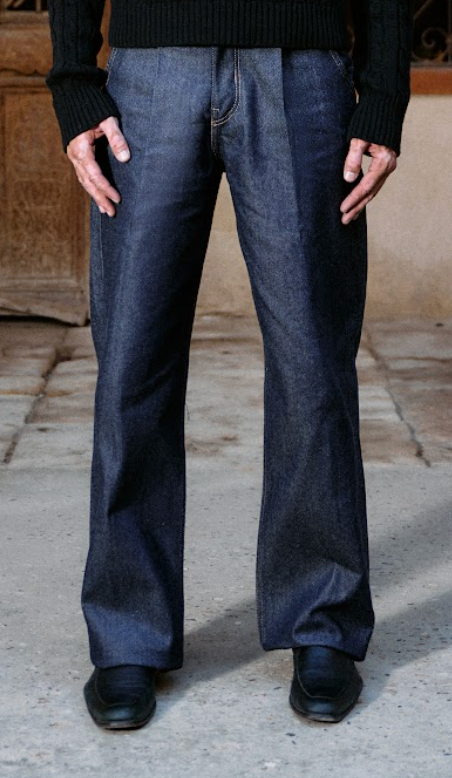 Raw Pleated Jeans