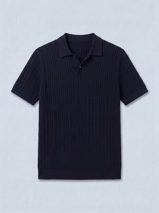 Cable Knit Polo T-Shirt