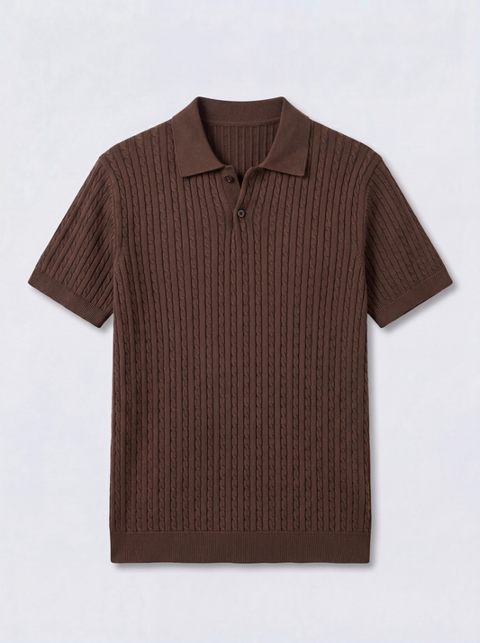 Cable Knit Polo T-Shirt