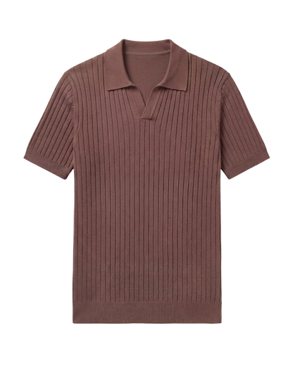Buttonless Knit Polo T-Shirt