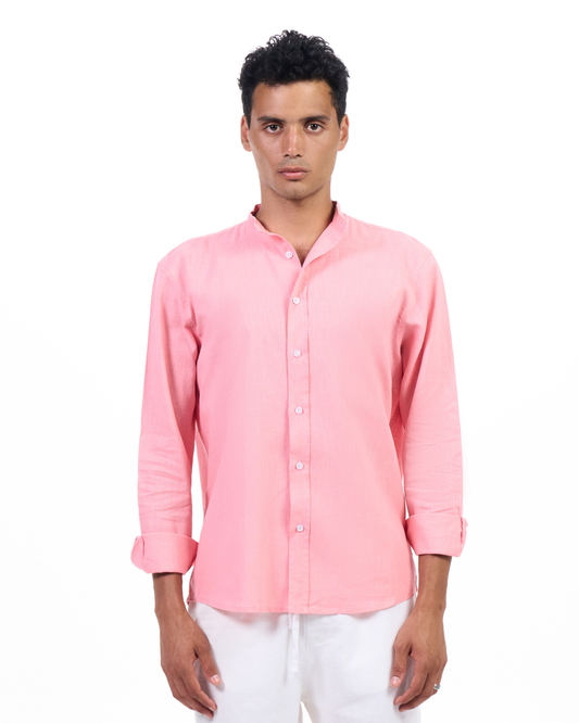 Band Collar Linen Shirt