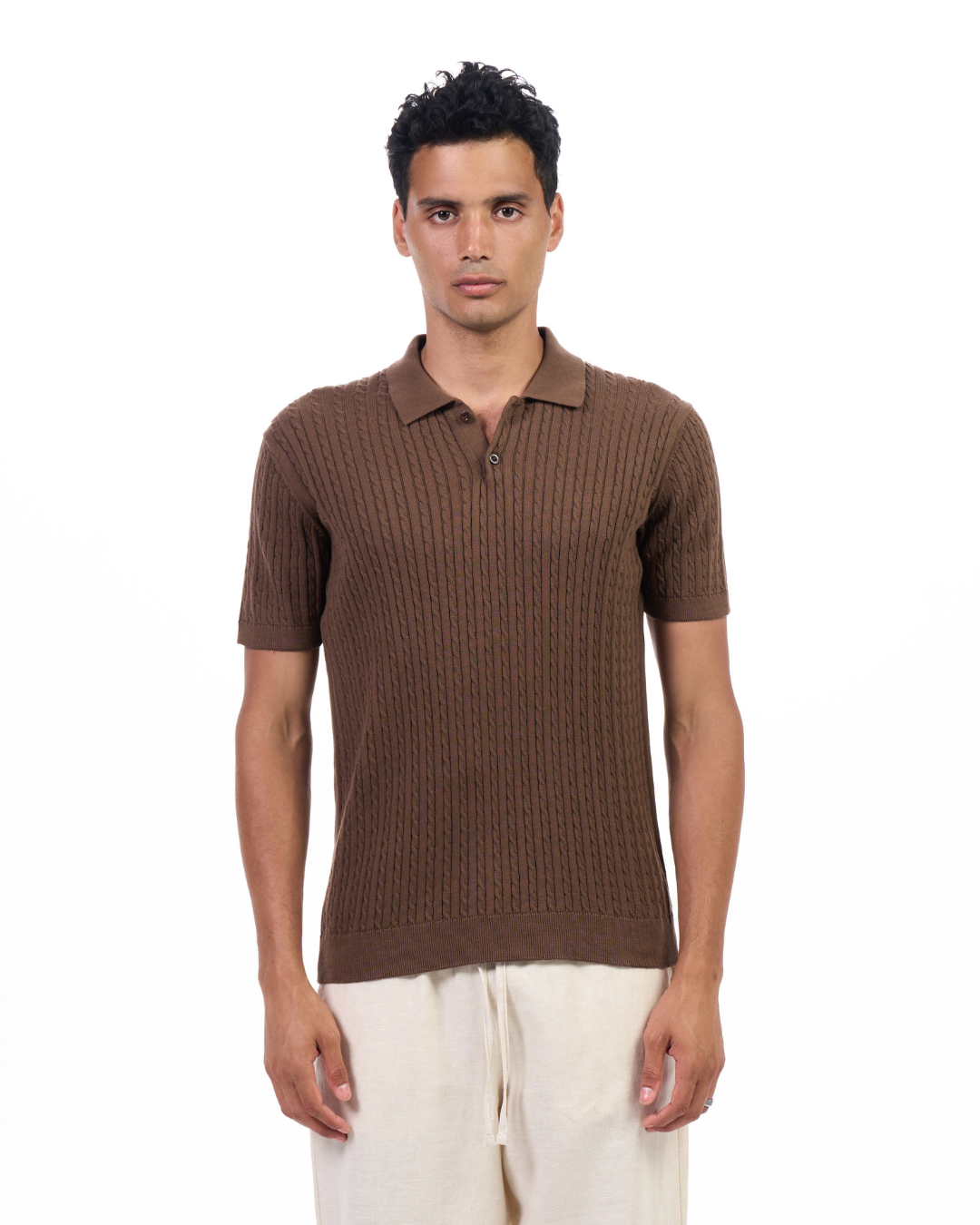Cable Knit Polo T-Shirt – YStudios
