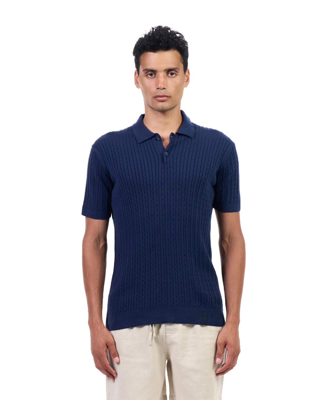 Cable Knit Polo T-Shirt – YStudios Cable Knit Polo T-Shirt – YStudios