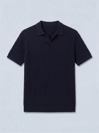 Cable Knit Polo T-Shirt