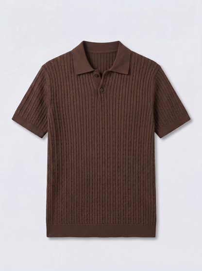 Cable Knit Polo T-Shirt