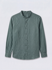 no-collar-linen-shirt.olive.0